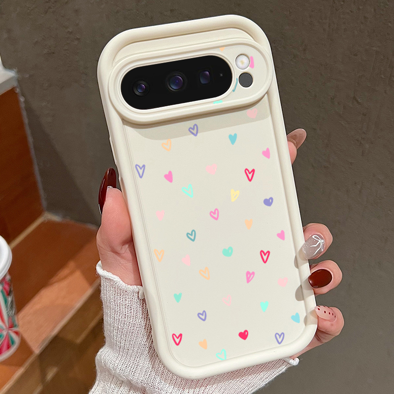 Google Pixel 9 Pro - Colorful Little Hearts Soft Case For